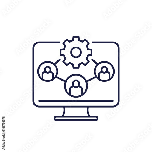 HRM software line icon on white