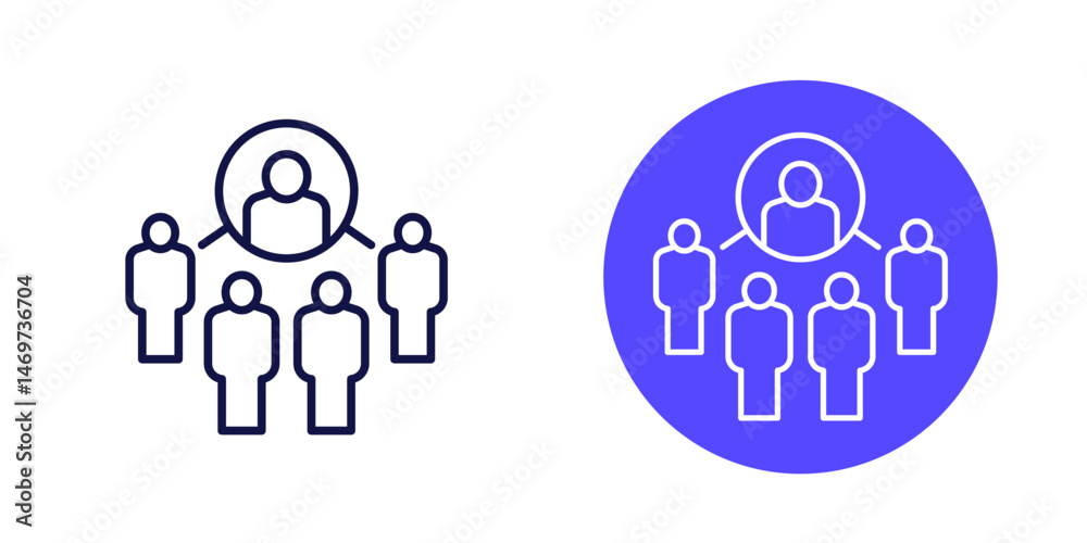 supervise line icons, coordinating people, coordinator pictogram supervise line icons, coordinating people, coordinator pictogram
