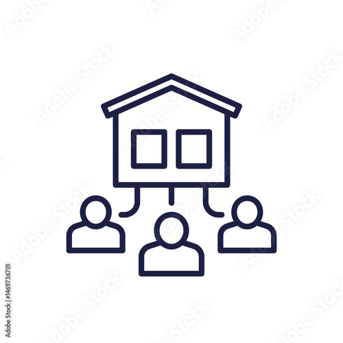 tenants line icon with house and people
