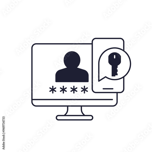 two factor authentication, login icon with computer and phone
