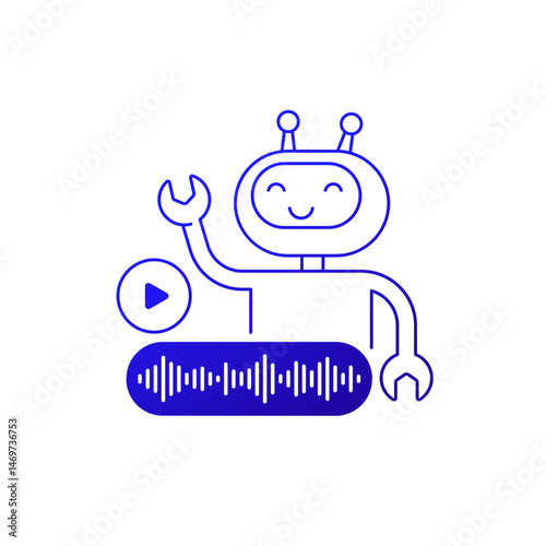 Voice assistant icon with robot and audio message
