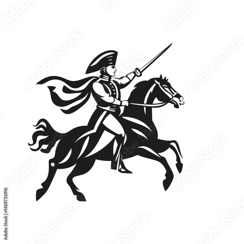 Cavalry Soldier On Horseback Silhouette Set. Historical Military Charge And Heroic Action Isolated Vector Illustration Collection