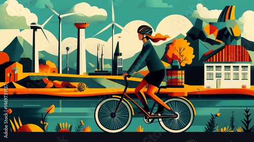 A cyclist enjoying scenic landscapes.