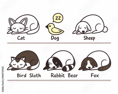 Sleeping Animal Icon Set