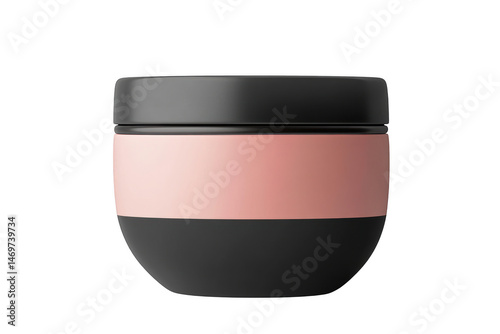 Cosmetic jar with pink label isolated on transparent background