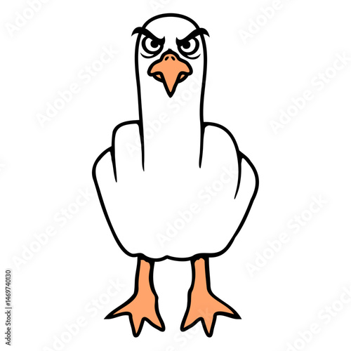Seagull middle finger insult stinky finger cheeky
 Isolated Vector Graphic Design Illustration
