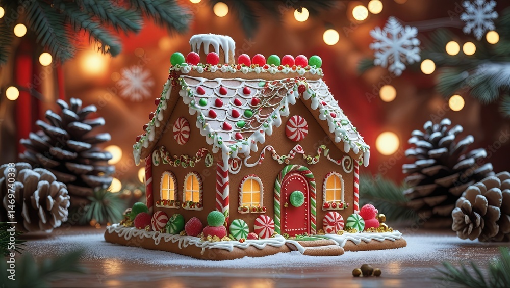 Festive banner featuring gingerbread cookies set against a cheerful Christmas-themed background, creating a warm holiday atmosphere perfect for seasonal decorations or promotional designs Festive banner featuring gingerbread cookies set against a cheerful Christmas-themed background, creating a warm holiday atmosphere perfect for seasonal decorations or promotional designs