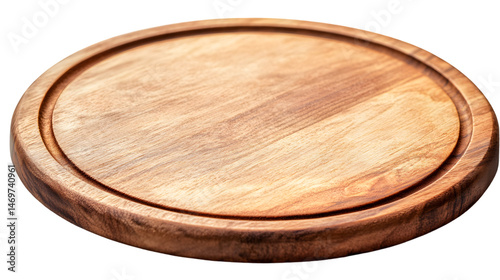 Round Wooden Pizza Board or Tray Isolated on Transparent Background