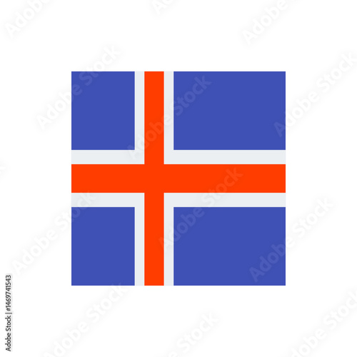 Illustration of the icelandic flag with a blue background and a red and white nordic cross design