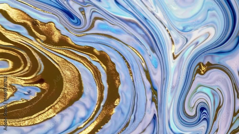 Mesmerizing gold and blue fluid art patterns in dynamic movement Mesmerizing gold and blue fluid art patterns in dynamic movement