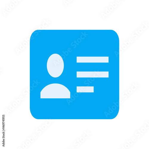 Illustration of a blue contact card with a person icon and three horizontal lines on the right side