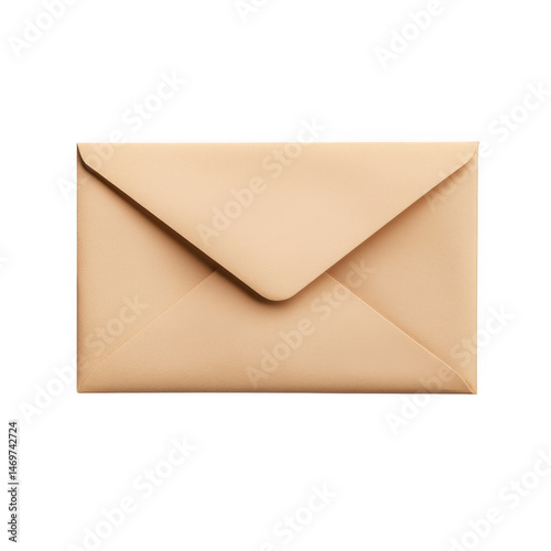 Tan envelope closed isolated on transparent background