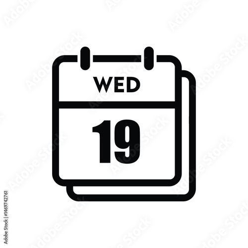 19 wednesday icon with white background, calender icon