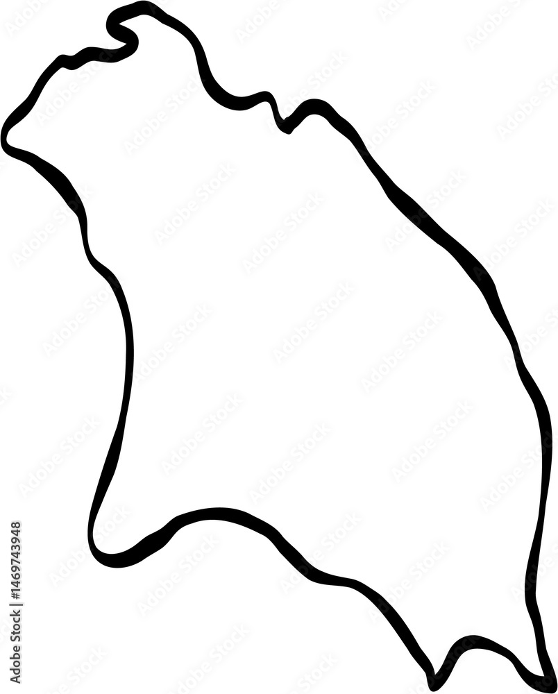 Doodle freehand drawing of Barbuda island map.