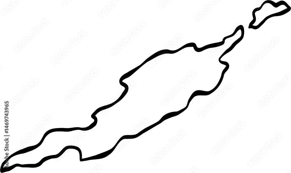 Doodle freehand drawing of Anguilla island map.