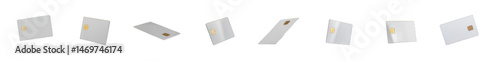 Credit card with chip, tilted to display financial design and business concept. Plastic bank card