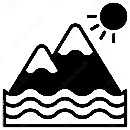 Mountain outline mixed icon