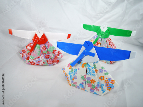 Handcrafted Japanese origami of traditional Korean Hanbok