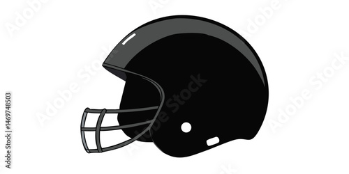 Football Helmet Icon American Football Helmet Set  Football Helmets Icon Headgear Vector Illustration .Simple black silhouette of a football helmet.