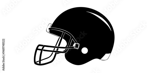 Football Helmet Icon American Football Helmet Set  Football Helmets Icon Headgear Vector Illustration .Simple black silhouette of a football helmet.