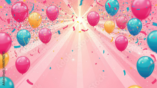 Confetti Celebration with Balloons