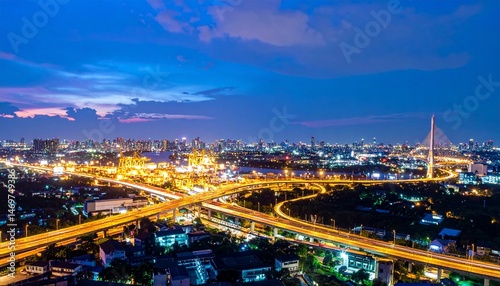 Wallpaper Mural Supply chain logistics and transportation management in modern Bangkok cityscape at night. Torontodigital.ca