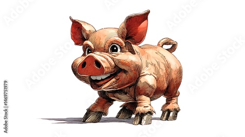 Cartoon pig, happy expression