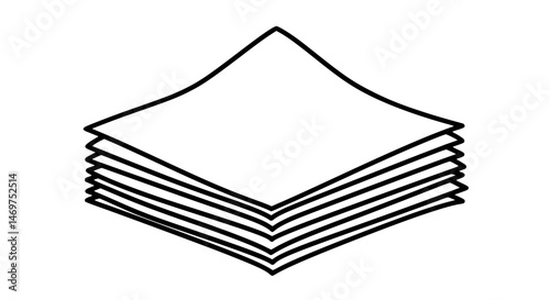Stack of clean white paper sheets, black and white icon.