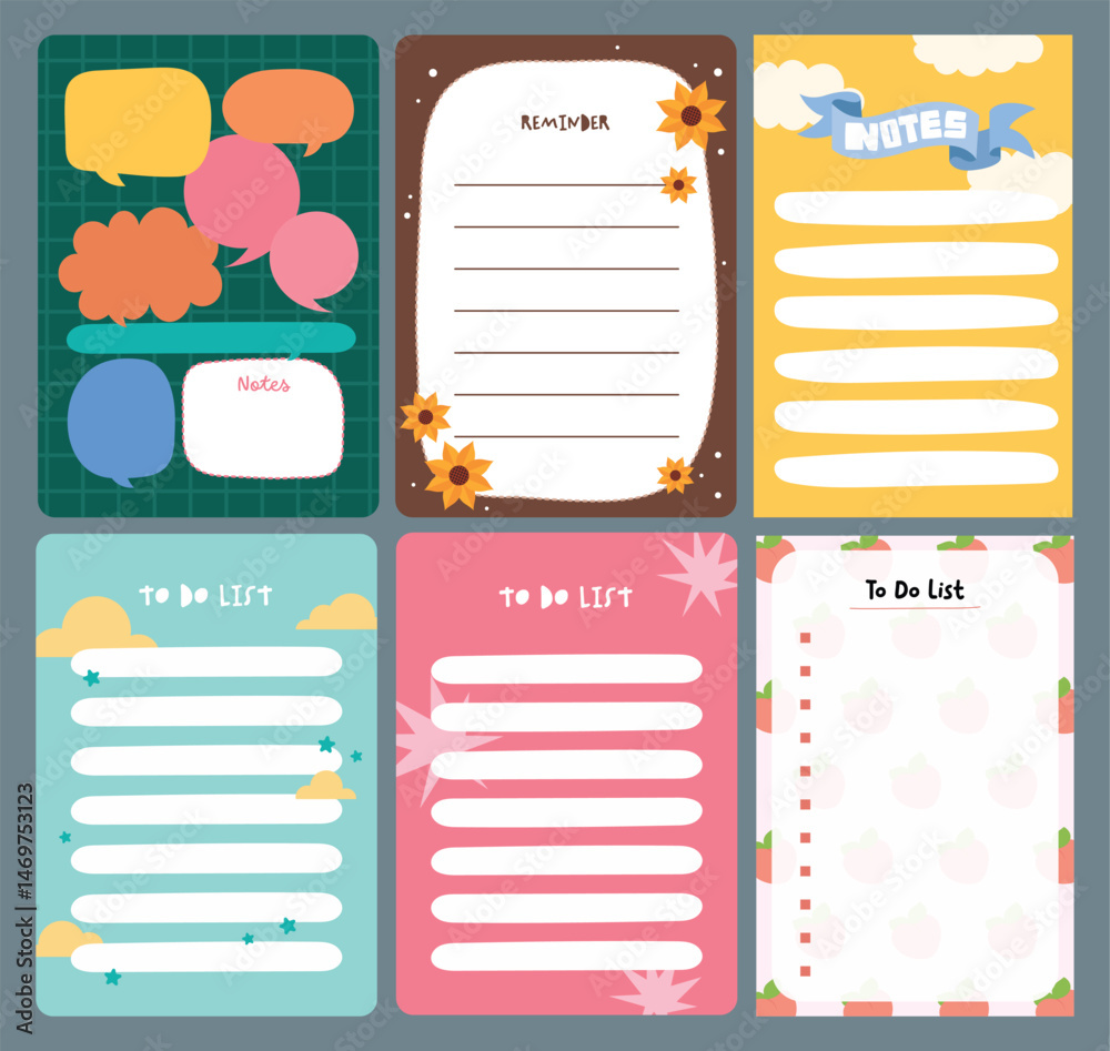 Cute kawaii journaling set with pastel notes stickers and labels designed in soft colors ideal for planners scrapbooks school projects and creative decorations