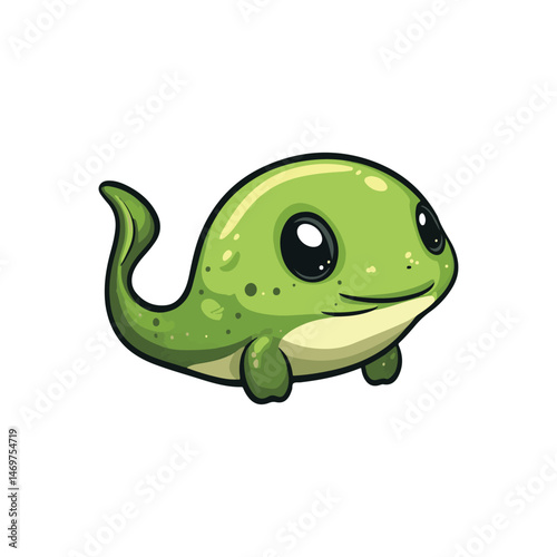 tadpole swimming cartoon design vector mascot