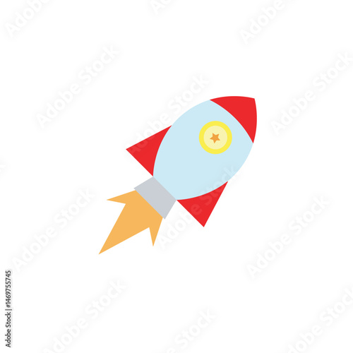 Free Download Red rocket launch icon. Colorful rocket blasting off, symbolizing startup, innovation, growth, and progress. - GFXLoad
