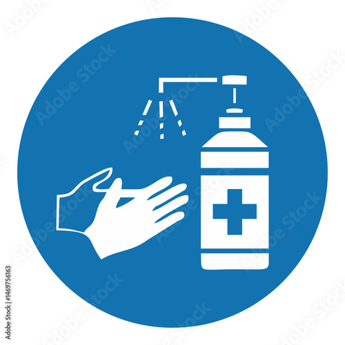 Sanitizer with drop and hand solid icon, Wash and sanitize your hands vector icon