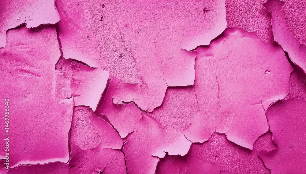Obraz premium Pink Cracked Wall Texture, Abstract Background, Grunge Surface, Peeling Paint, Damaged Plaster, Roug