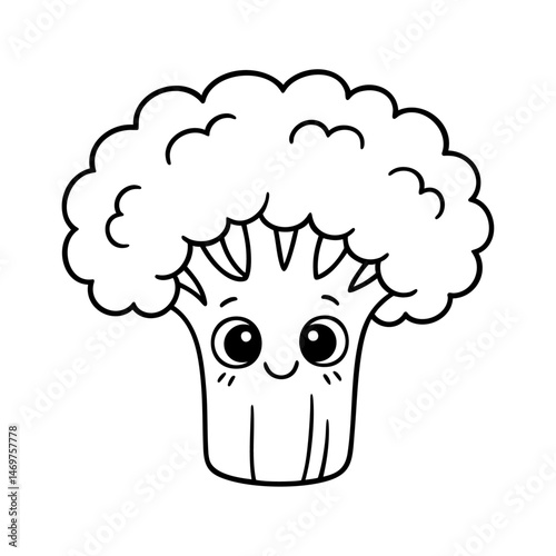 Smiling Broccoli:  This adorable broccoli character with big eyes and a cheerful grin is perfect for adding a touch of whimsy to your culinary designs, children's books, or educational materials.