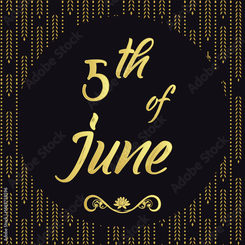 5th	of	June,	Daily Calendar Icon, stylish Background with Vector illustration Day of the year concept,	Greeting for Today.	Month of June 5
