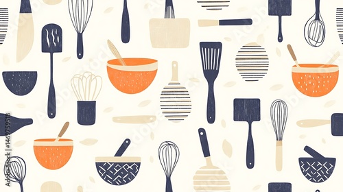 Baking tools seamless pattern.