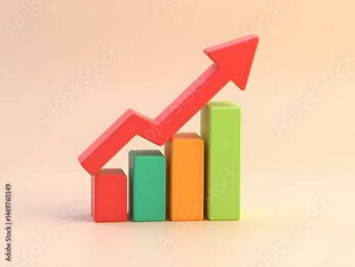 Rising curve and data analysis concept 3D rendering, business growth graph 3d illustration