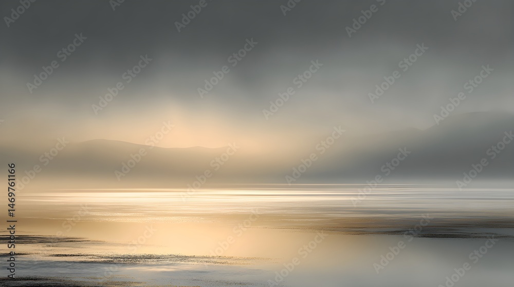 Fototapeta premium Immersive Grayscale Ocean Horizon with Ethereal Fog – Cinematic Visual for Digital Wellness and Metaverse Backdrops