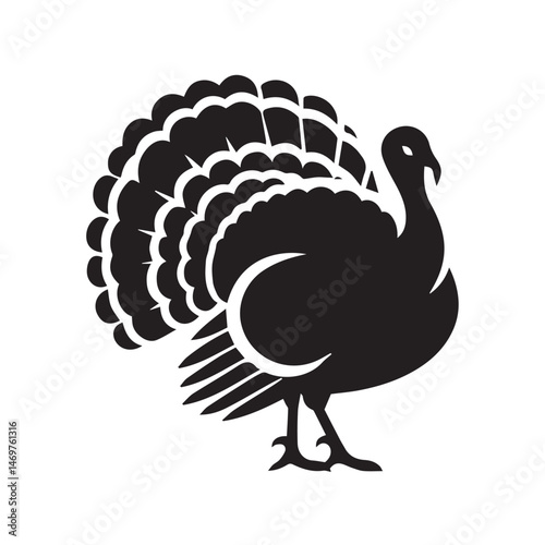 black and white vector illustration of a turkey