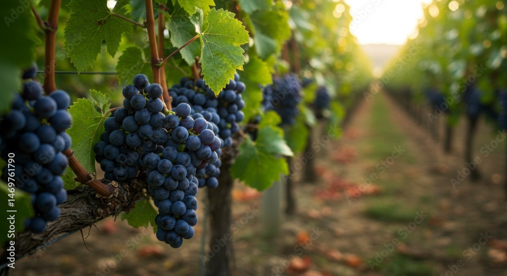 Lush vineyard, ripe grapes Lush vineyard, ripe grapes