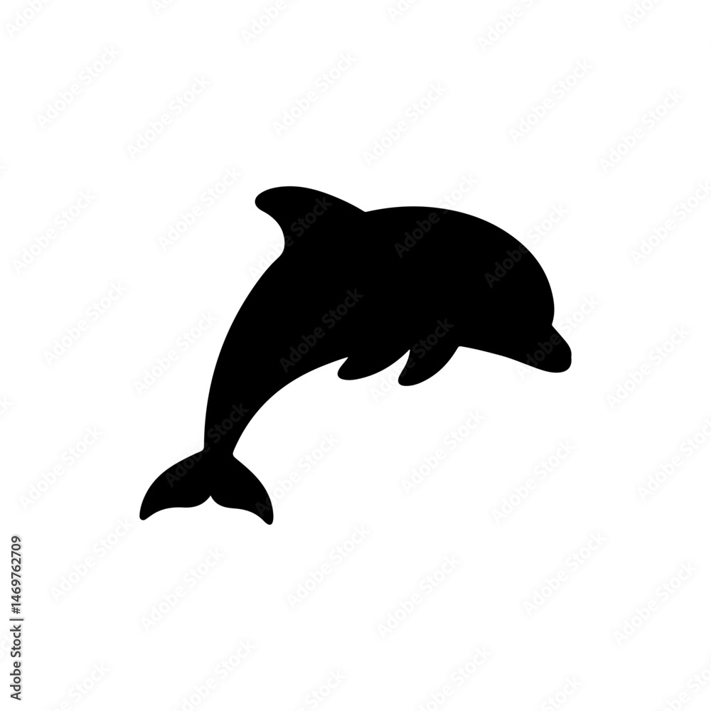 Fototapeta premium Cute dolphin silhouette icon vector flat design.