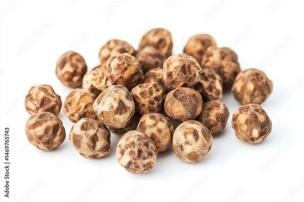 Pile of small, round, speckled seeds Pile of small, round, speckled seeds