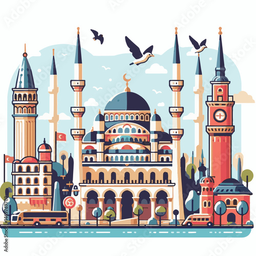 istanbul, turkey, travel, tourism, cityscape, city, landmark, architecture, turkish, building, bosphorus, skyline, mosque, sea, historic, blue, tower, sky, ancient, islam, constantinople, ottoman, cul