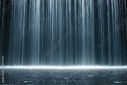 Waterfall cascading down dark wall