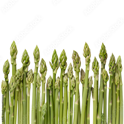 Fresh Green Asparagus Spears Isolated on White Background , Healthy Spring Vegetable

