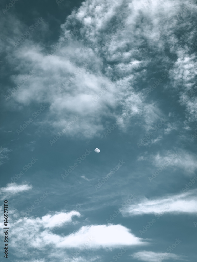 Cloudy Sky with Moon Visible Cloudy Sky with Moon Visible