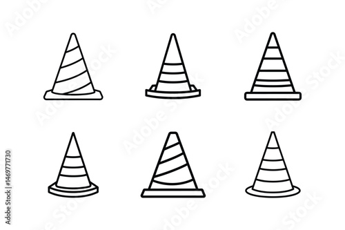 road cone icon line art vector illustration