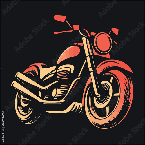 Stylish Motorcycle Vector Illustration Classic Design On Black Background For Stock