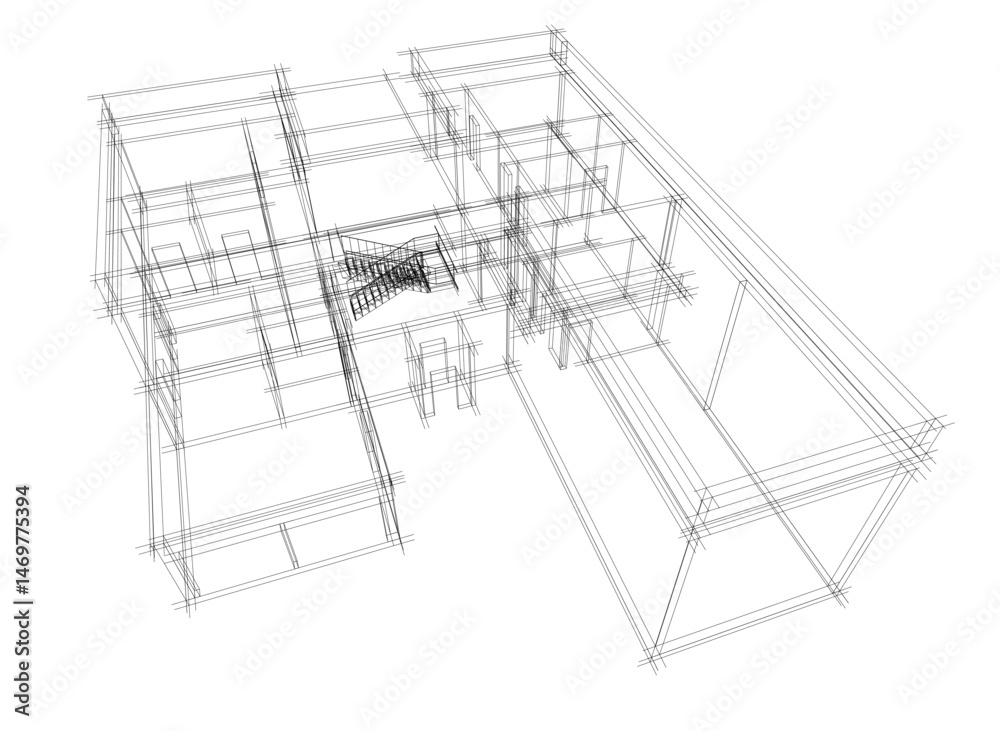 house building sketch architecture 3d illustration house building sketch architecture 3d illustration