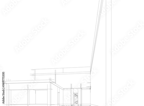 house building sketch architecture 3d illustration